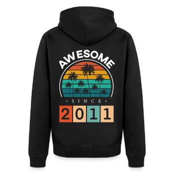 2011 Geboren Geburtstag Geburtsjahr Vintage - Unisex Premium Bio Zip Hoodie - Schwarz - Hinten - Nico (187cm)