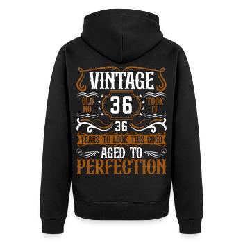 36e anniversaire Vintage Rétro - Veste à capuche bio Premium Unisexe - noir - Dos - Nico (187cm)