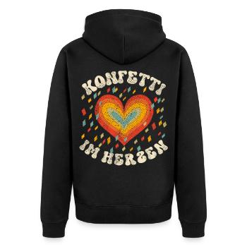 Konfetti Im Herzen Karneval Fasching - Unisex Premium Bio Zip Hoodie - Schwarz - Hinten - Nico (187cm)