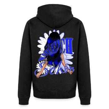 Beaux cheveux noir-bleu bleu beauté naturelle - Veste à capuche bio Premium Unisexe - noir - Dos - Nico (187cm)