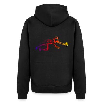 Catcher - Unisex Premium Bio Zip Hoodie - Schwarz - Hinten - Nico (187cm)