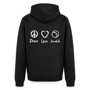 Peace Love Baseball - Veste à capuche bio Premium Unisexe - noir - Dos - Nico (187cm)