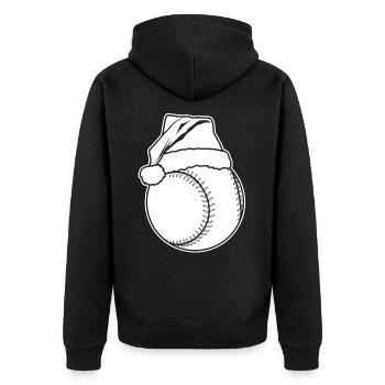 Baseball Weihnachten - Unisex Premium Bio Zip Hoodie - Schwarz - Hinten - Nico (187cm)