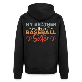 Baseballspieler Schwester - Unisex Premium Bio Zip Hoodie - Schwarz - Hinten - Nico (187cm)