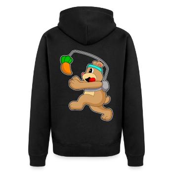 Bär Karotte - Unisex Premium Bio Zip Hoodie - Schwarz - Hinten - Nico (187cm)