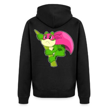 Frog Superhero Cloak - Unisex Premium Organic Zip Hoodie - black - Back - Nico (187cm)