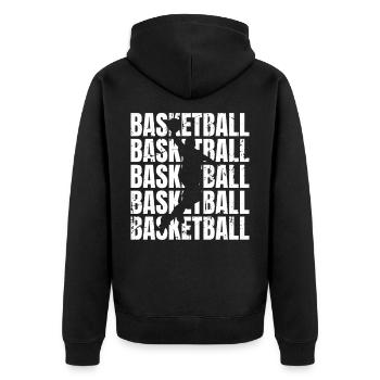 Basketball - Unisex Premium Bio Zip Hoodie - Schwarz - Hinten - Nico (187cm)