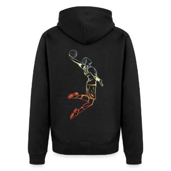 Basketballspieler - Unisex Premium Bio Zip Hoodie - Schwarz - Hinten - Nico (187cm)