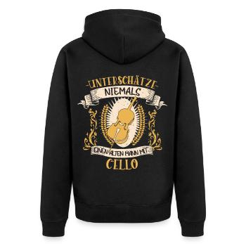 Cello Streichinstrument Musiker Geschenk - Unisex Premium Bio Zip Hoodie - Schwarz - Hinten - Nico (187cm)