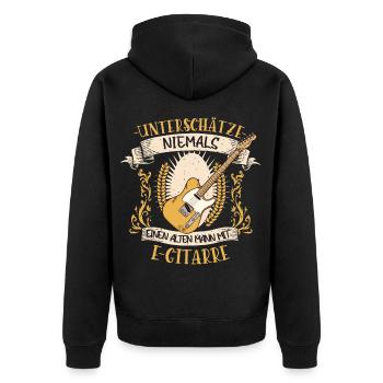 E-Gitarre Musiker Elektro Gitarre Geschenk - Unisex Premium Bio Zip Hoodie - Schwarz - Hinten - Nico (187cm)