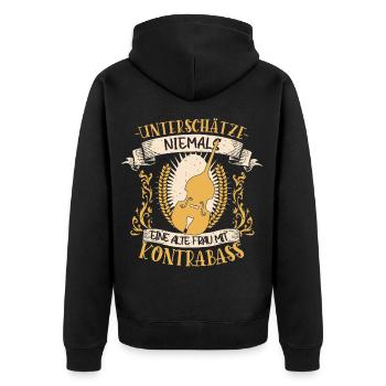 Kontrabass Musikerin Streichinstrument Geschenk - Unisex Premium Bio Zip Hoodie - Schwarz - Hinten - Nico (187cm)
