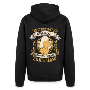 Kontrabass Musiker Streichinstrument Geschenk - Unisex Premium Bio Zip Hoodie - Schwarz - Hinten - Nico (187cm)