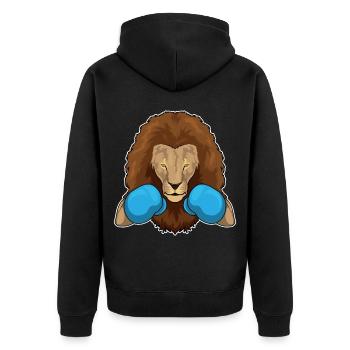 Lion Boxer Boxing Gloves Boxing - Unisex Premium Organic Zip Hoodie - black - Back - Nico (187cm)