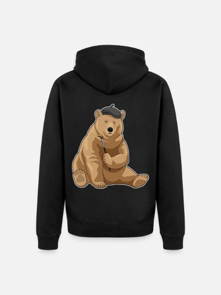 Bär Maler Pinsel Malen - Unisex Premium Bio Zip Hoodie - Schwarz