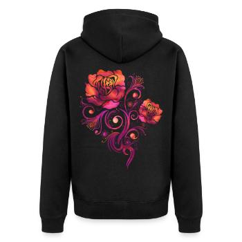 Fleurs Heureuses Aquarelle Roses - Veste à capuche bio Premium Unisexe - noir - Dos - Nico (187cm)