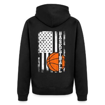 Joueur de basket-ball patriotique - Veste à capuche bio Premium Unisexe - noir - Dos - Nico (187cm)
