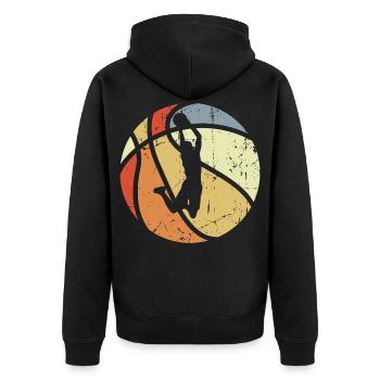 Ballon de basket vintage - Veste à capuche bio Premium Unisexe - noir - Dos - Nico (187cm)