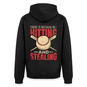 Motivierender Baseball Spruch - Unisex Premium Bio Zip Hoodie - Schwarz - Hinten - Nico (187cm)