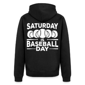 Baseball Zitat - Unisex Premium Bio Zip Hoodie - Schwarz - Hinten - Nico (187cm)