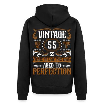55ème Anniversaire Vintage Rétro - Veste à capuche bio Premium Unisexe - noir - Dos - Nico (187cm)