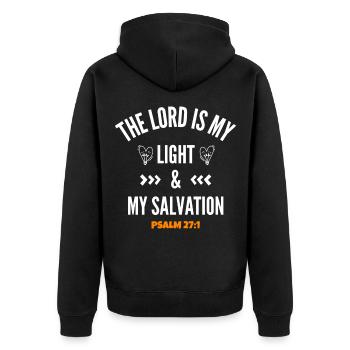 Jesus, Jesus, Jesus Christ Christ Christ Christ - Unisex Premium Bio Zip Hoodie - Schwarz - Hinten - Nico (187cm)