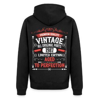1987 Geburtsjahr Geboren Geburtstag Vintage - Unisex Premium Bio Zip Hoodie - Schwarz - Hinten - Nico (187cm)