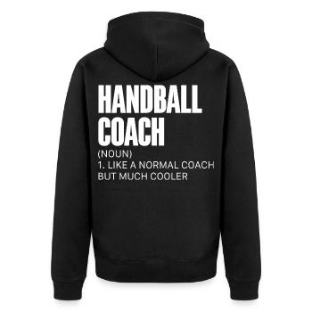 Handball Trainer Handballer - Unisex Premium Bio Zip Hoodie - Schwarz - Hinten - Nico (187cm)
