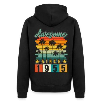 1955 Geboren Geburtstag Geburtsjahr Vintage - Unisex Premium Bio Zip Hoodie - Schwarz - Hinten - Nico (187cm)