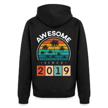 2019 Geboren Geburtstag Geburtsjahr Vintage - Unisex Premium Bio Zip Hoodie - Schwarz - Hinten - Nico (187cm)