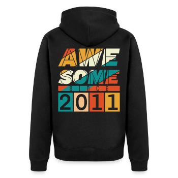 2011 Geboren Geburtstag Geburtsjahr Vintage - Unisex Premium Bio Zip Hoodie - Schwarz - Hinten - Nico (187cm)