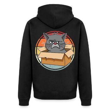 Cat in a box - Unisex Premium Organic Zip Hoodie - black - Back - Nico (187cm)