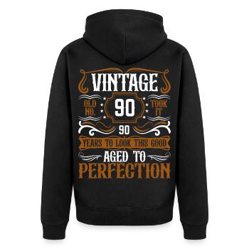 90e anniversaire Vintage Rétro - Veste à capuche bio Premium Unisexe - noir - Dos - Nico (187cm)
