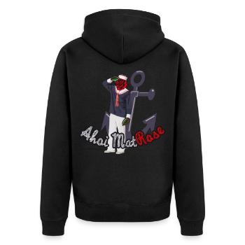 Ahoi MatRose! Segeln & Boot fahren Anker Version - Unisex Premium Bio Zip Hoodie - Schwarz - Hinten - Nico (187cm)
