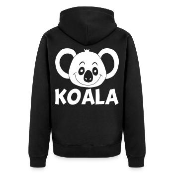 Weißer Koala - Unisex Premium Bio Zip Hoodie - Schwarz - Hinten - Nico (187cm)