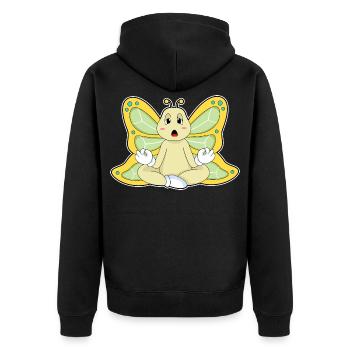 Schmetterling Yoga Fitness Meditation - Unisex Premium Bio Zip Hoodie - Schwarz - Hinten - Nico (187cm)