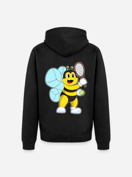 Bee Tennis Racket Sport - Unisex Premium Organic Zip Hoodie - black