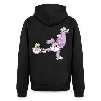Rabbit Tennis Racket Sport - Unisex Premium Organic Zip Hoodie - black - Back - Nico (187cm)