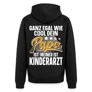 Kinderarzt Papa Vater Vatertag Cooler Papa - Unisex Premium Bio Zip Hoodie - Schwarz - Hinten - Nico (187cm)