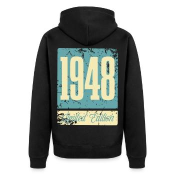 1948 Anniversaire de naissance Année de naissance - Veste à capuche bio Premium Unisexe - noir - Dos - Nico (187cm)