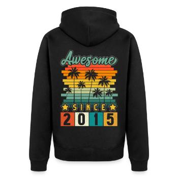 2015 Geboren Geburtstag Geburtsjahr Vintage - Unisex Premium Bio Zip Hoodie - Schwarz - Hinten - Nico (187cm)