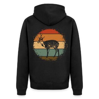Roe deer - Unisex Premium Organic Zip Hoodie - black - Back - Nico (187cm)