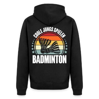 Badminton - Unisex Premium Bio Zip Hoodie - Schwarz - Hinten - Nico (187cm)