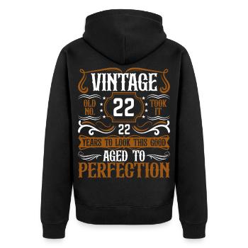 22nd Birthday Vintage Retro - Unisex Premium Organic Zip Hoodie - black - Back - Nico (187cm)