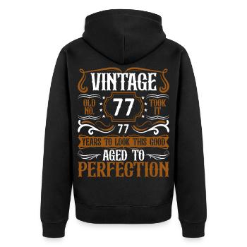 77e anniversaire Vintage Rétro - Veste à capuche bio Premium Unisexe - noir - Dos - Nico (187cm)