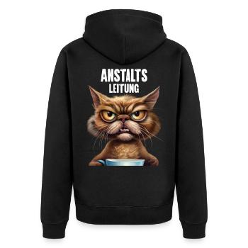 Anstaltsleitung - Unisex Premium Bio Zip Hoodie - Schwarz - Hinten - Nico (187cm)