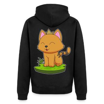 Cat Crown - Unisex Premium Organic Zip Hoodie - black - Back - Nico (187cm)