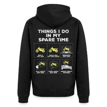 Dinge in meiner Freizeit Dirt Bike Motocross - Unisex Premium Bio Zip Hoodie - Schwarz - Hinten - Nico (187cm)