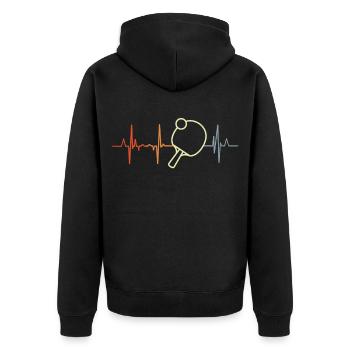 Tischtennisspieler Herzschlag - Unisex Premium Bio Zip Hoodie - Schwarz - Hinten - Nico (187cm)