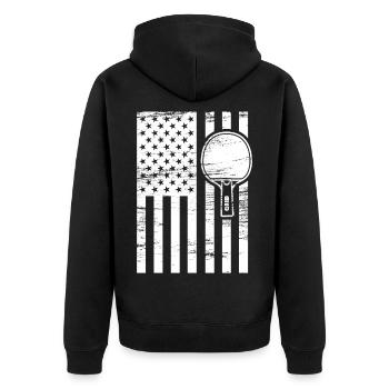 Ping Pong US Flag - Unisex Premium Organic Zip Hoodie - black - Back - Nico (187cm)