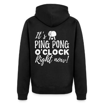 It's Ping Pong o'Clock - Unisex Premium Bio Zip Hoodie - Schwarz - Hinten - Nico (187cm)